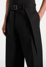 Charles - Relaxed Fit Wrap Leg Tailored Trousers - Black
