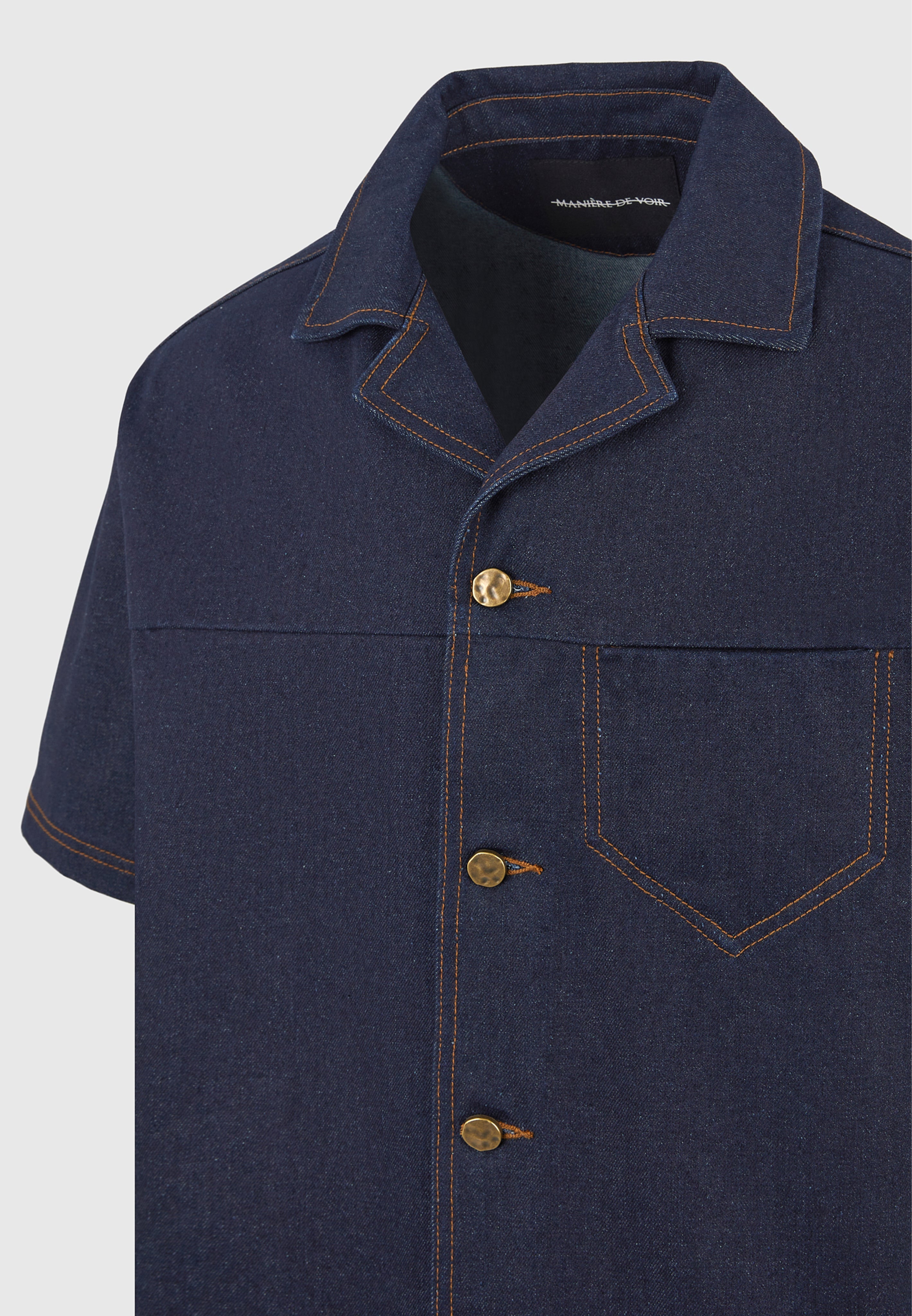 Carl - Boxy Denim Revere Shirt - Indigo