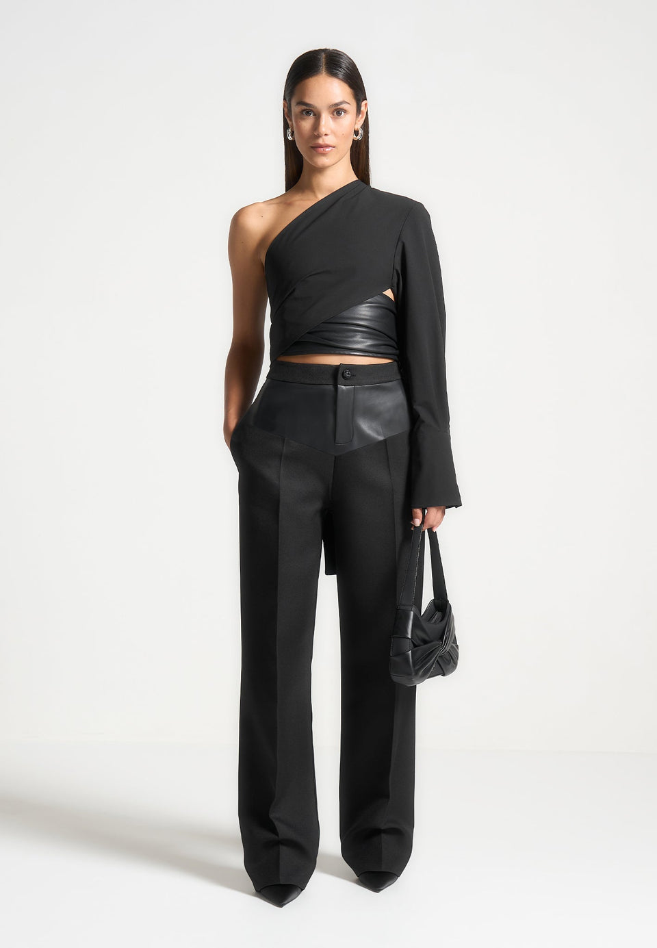 blanche-leather-panel-tailored-trousers-black