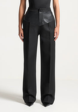 blanche-leather-panel-tailored-pants-black