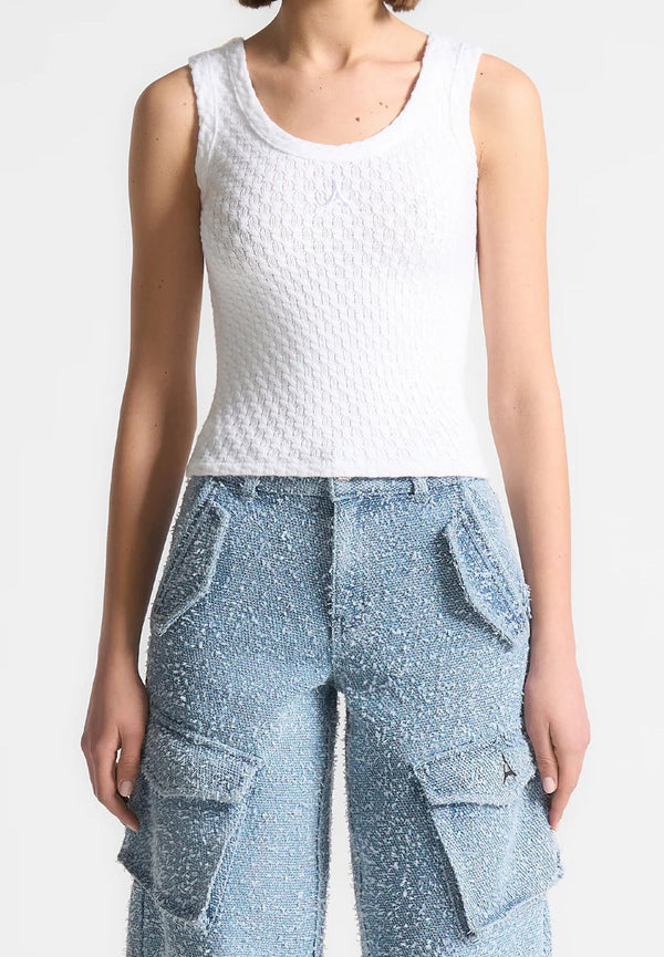 Pearl - Eiffel Knitted Tank Top - White