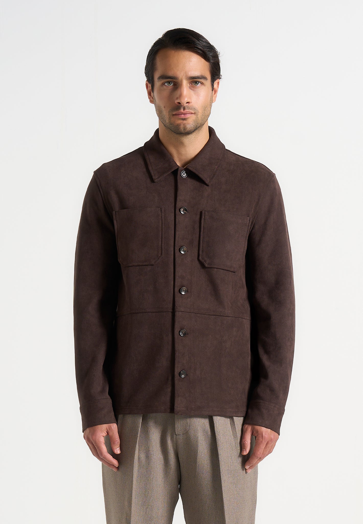 Thomas - Suede Long Sleeve Shirt - Brown 