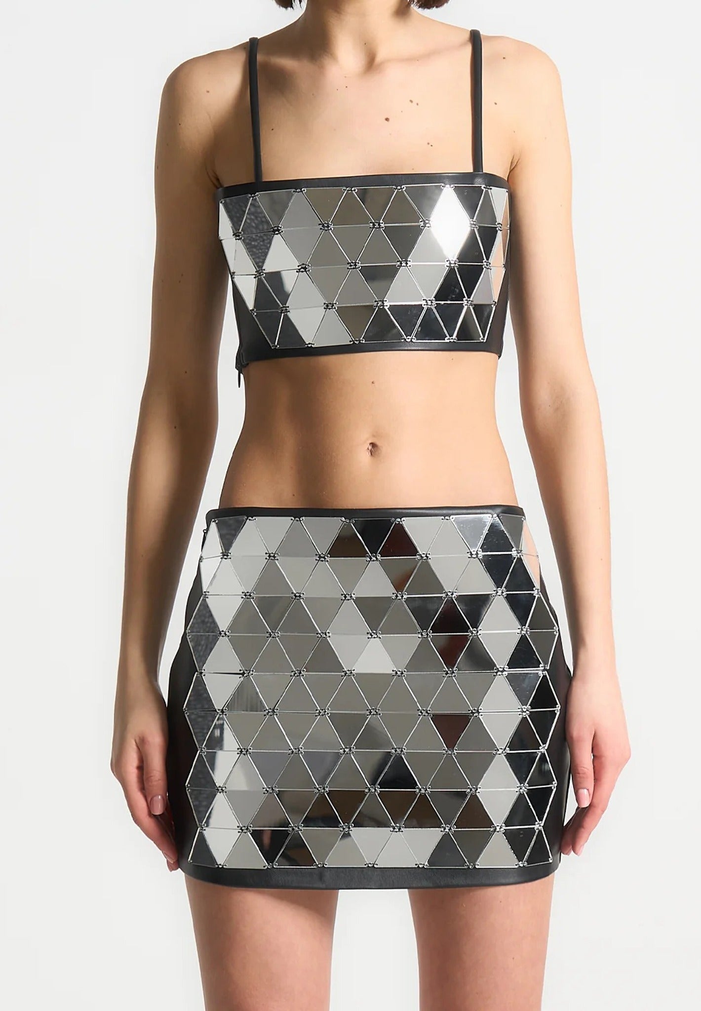 vegan-leather-mirrored-bandeau-top-silver-black 