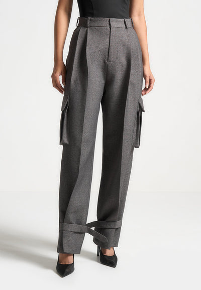 textured-tailored-pleated-cargo-trousers-grey-marl