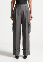 textured-tailored-pleated-cargo-trousers-grey-marl