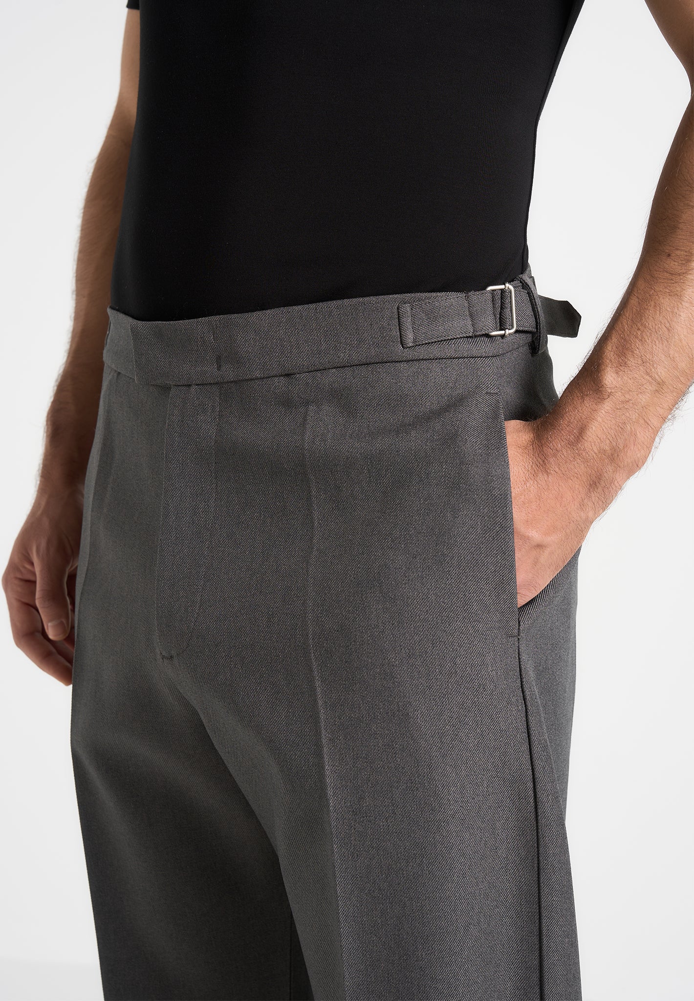 Boris - Relaxed Fit Tailored Button Cuff Trousers - Grey