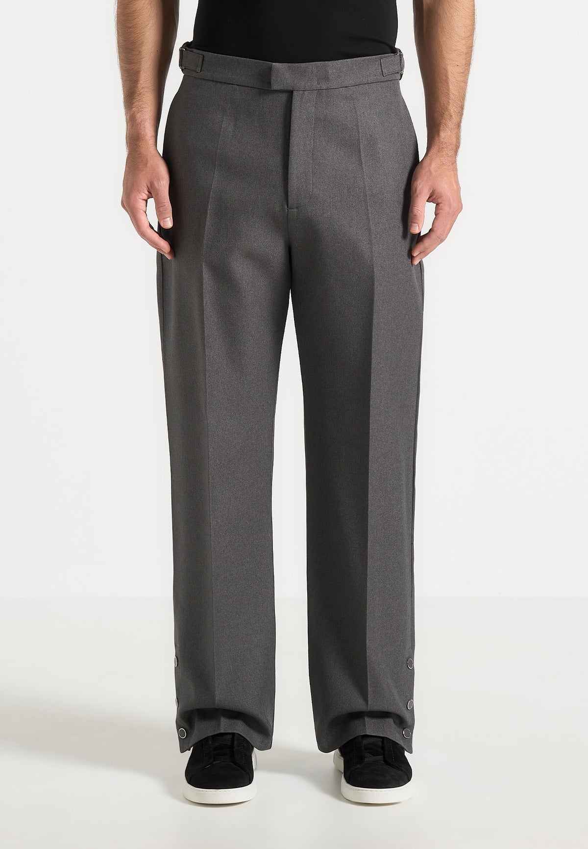 Boris - Relaxed Fit Tailored Button Cuff Pants - Grey