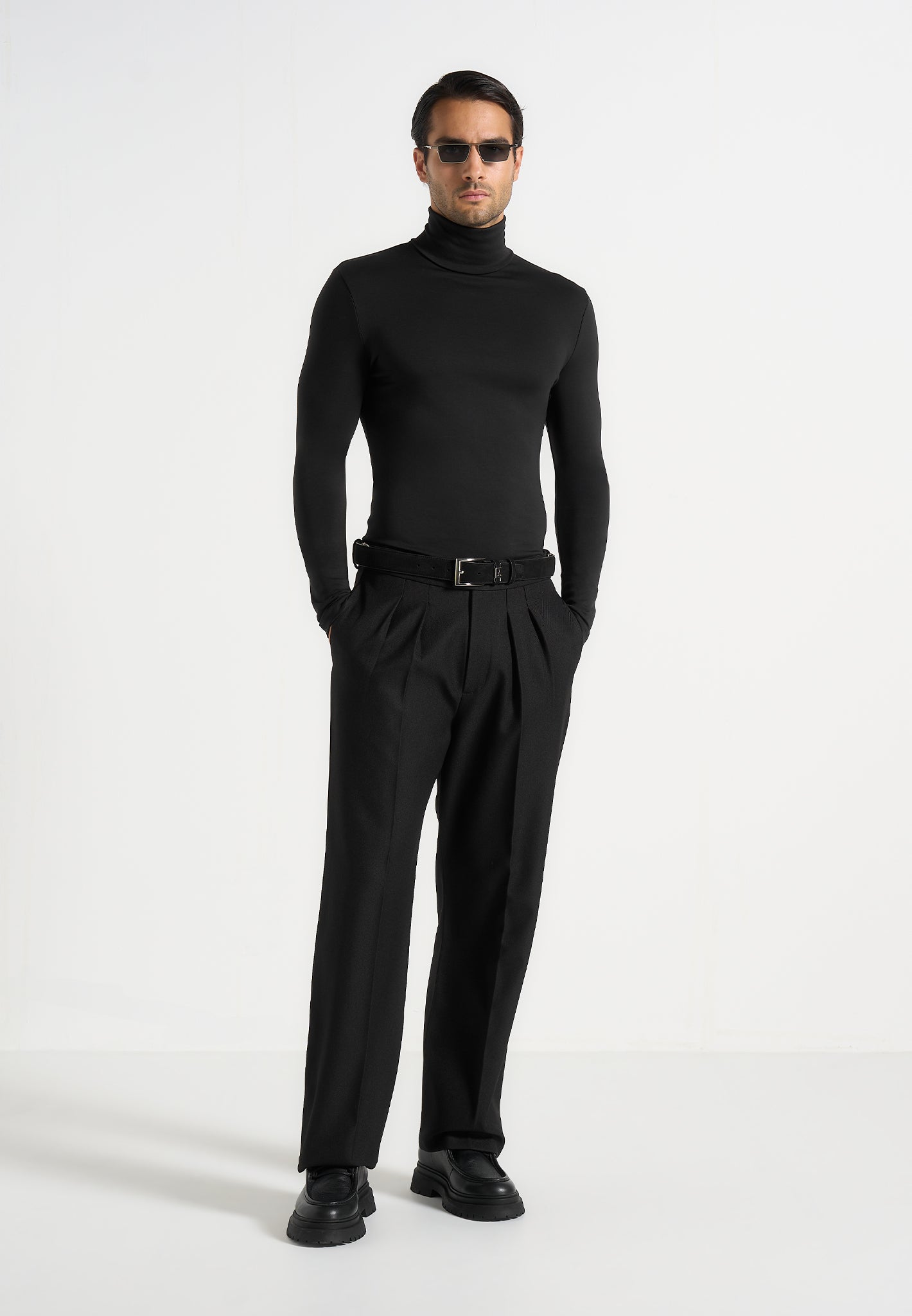 Blaise - Long Sleeve Roll Neck Top - Black 