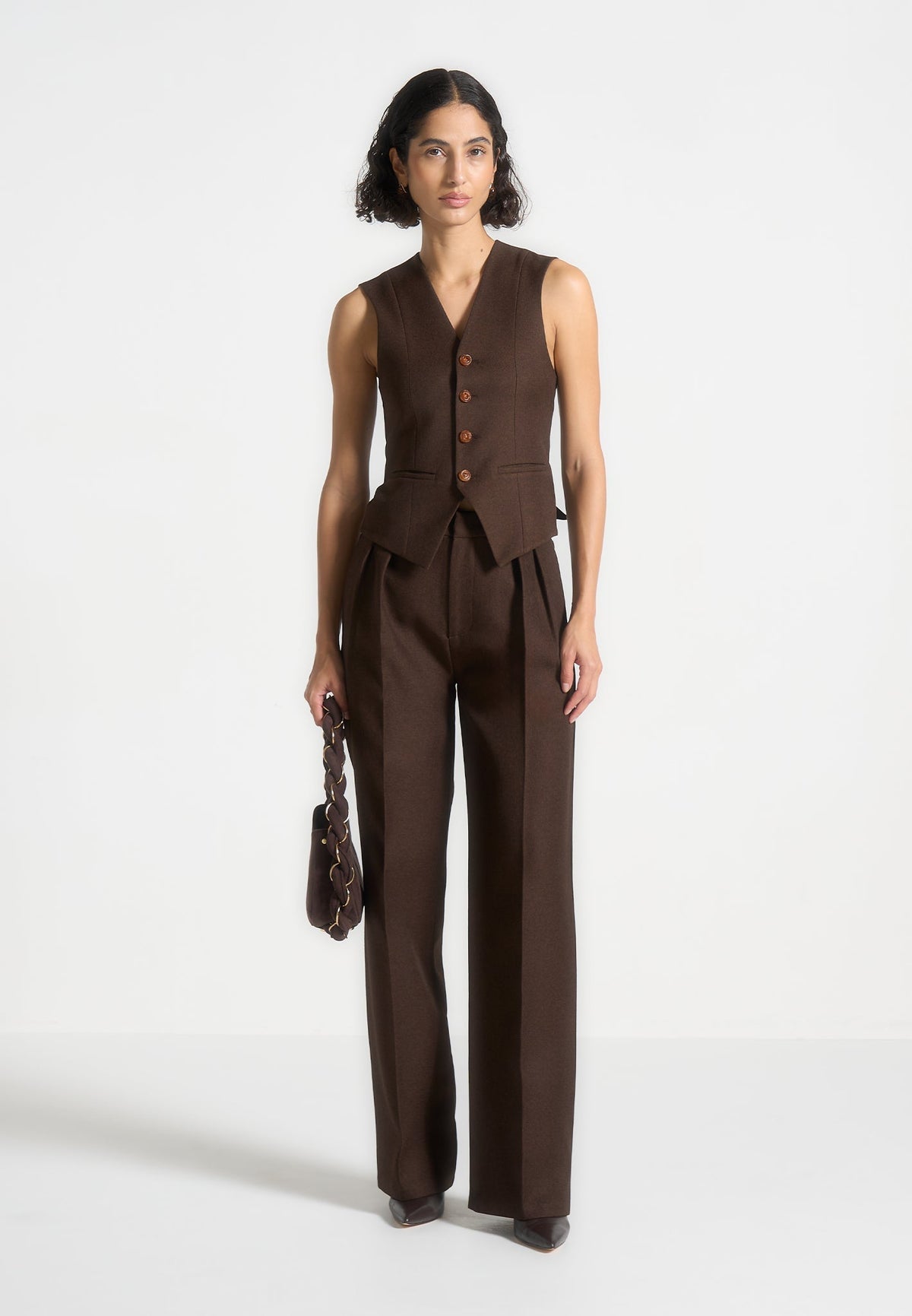 Christine - Tailored Cinch Waistcoat - Brown