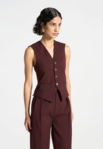 Christine - Tailored Cinch Waistcoat - Wine Red