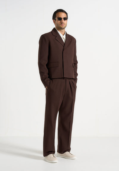 Hector - Double Breasted Tailored Cropped Blazer - Brown