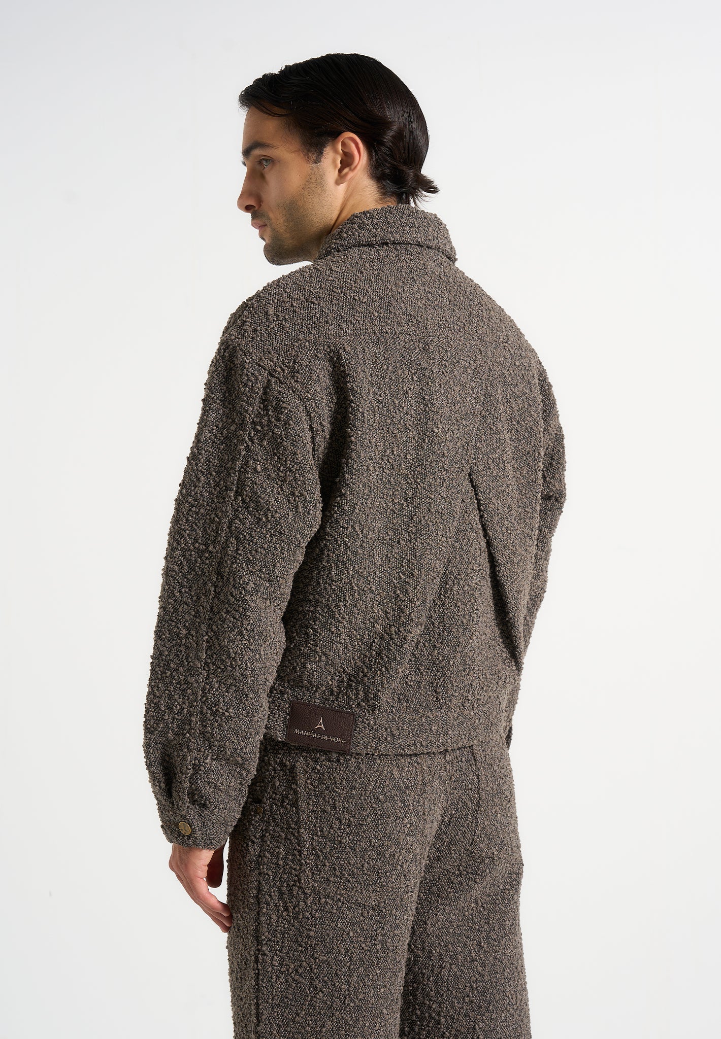 Damien - Boucle Jacket With Back Pleat - Brown 