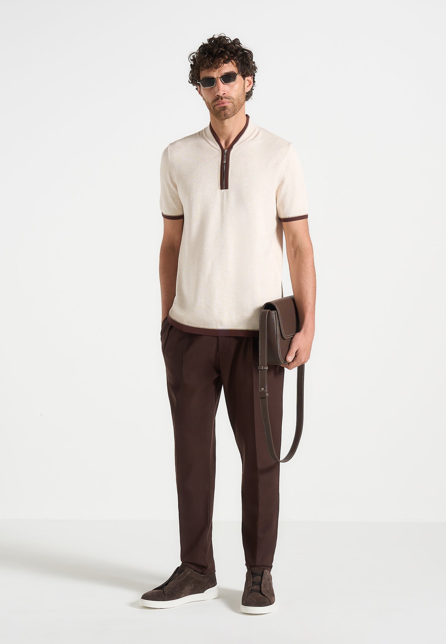 Hubert - Slim Fit Tailored Trousers - Brown 