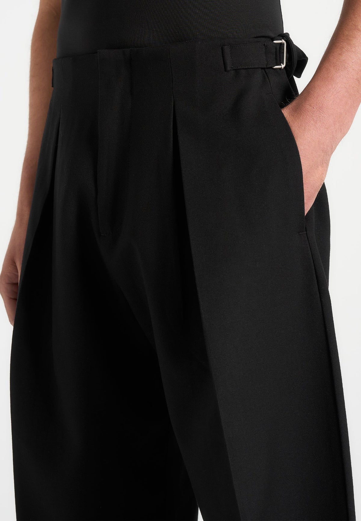 Lior - Box Pleat Wide Leg Pants - Black