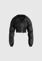 Dalya - Matte Cropped Biker Puffer Jacket - Black