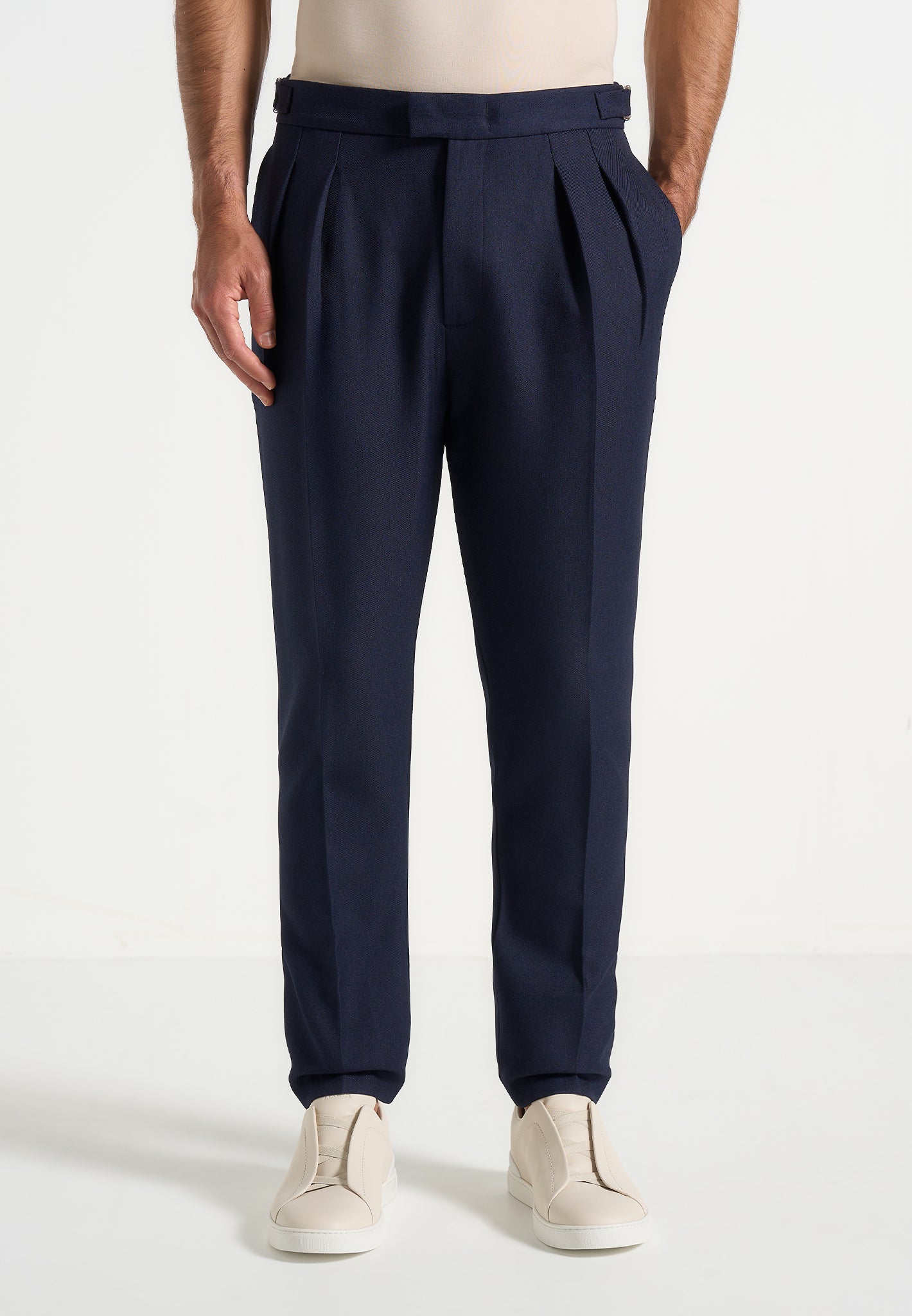 Hubert - Slim Fit Tailored Trousers - Navy 