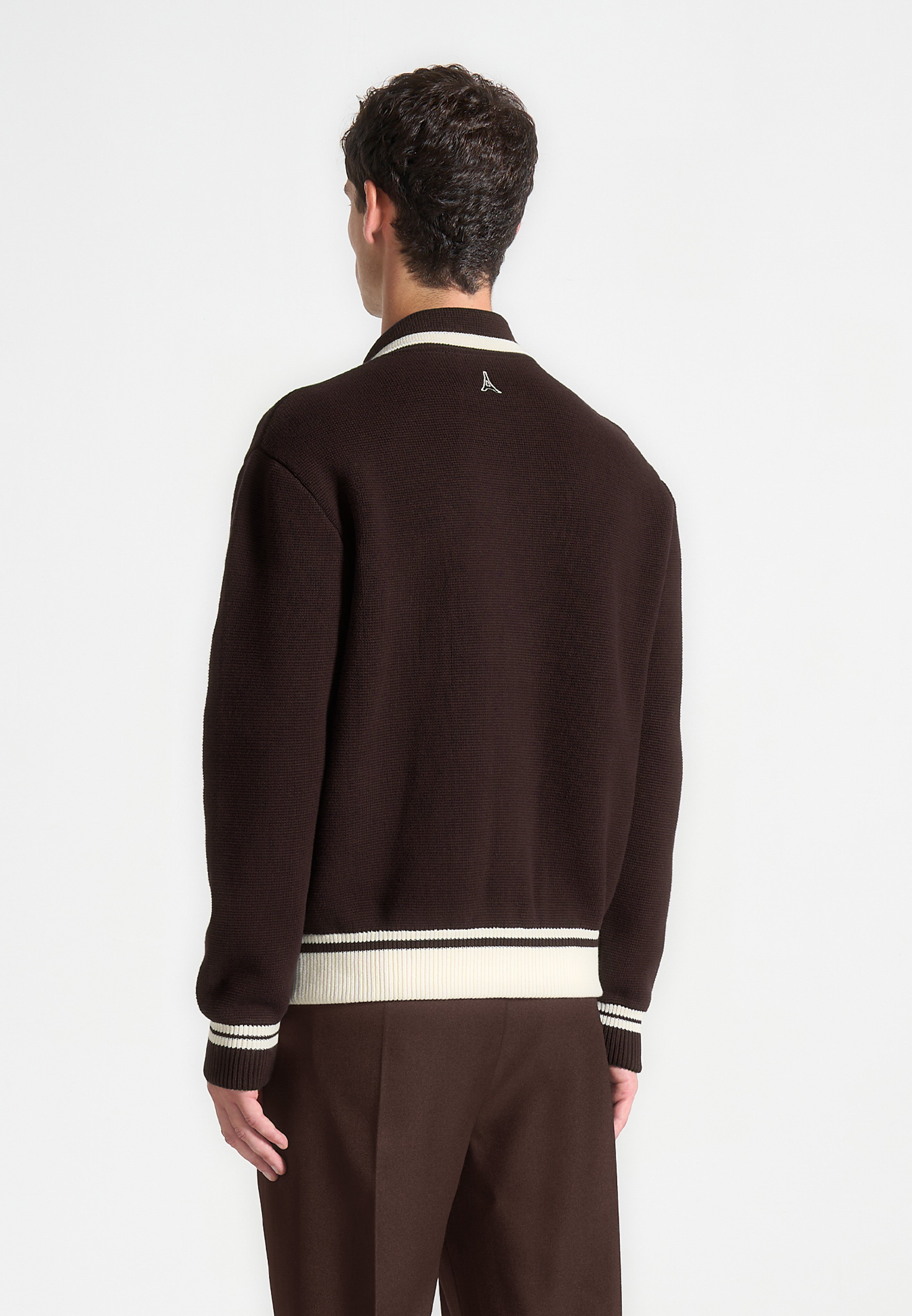 Julien - Classic Combed Cotton Knit Cardigan - Brown