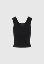 Liane - Scoop Neck Ribbed Vest - Black