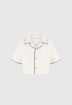 Maude - Satin Cropped Shirt with Piping - Off White