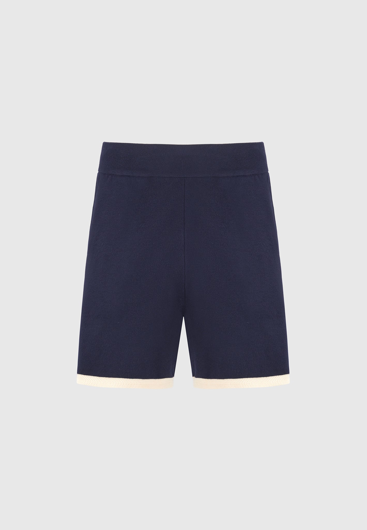 Regis - Contrast Detail Knit Shorts - Navy