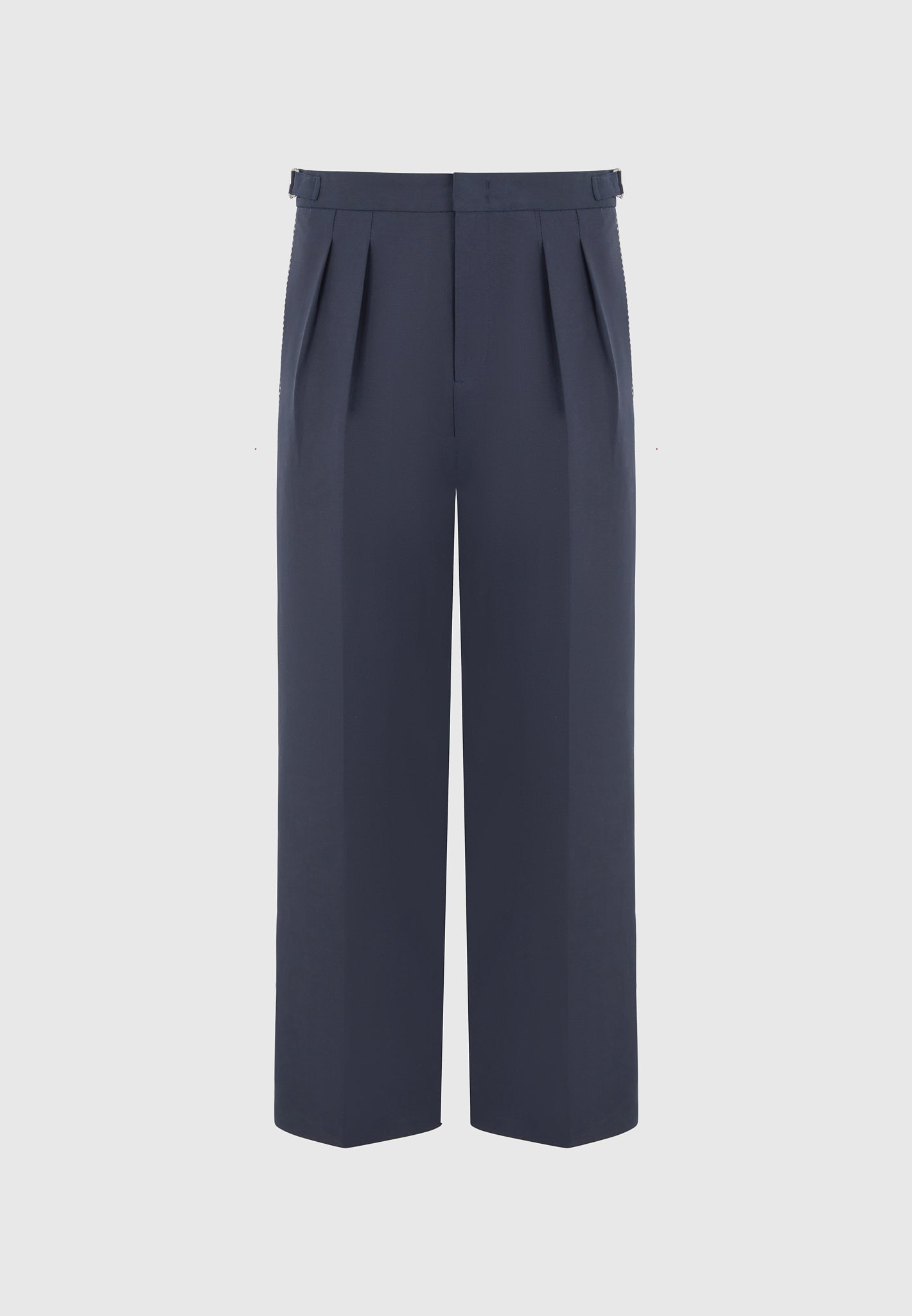 Nolan - Twin Pleat Chino Trousers with Stitch Detail - Navy