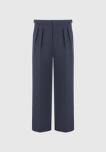 Nolan - Twin Pleat Chino Trousers with Stitch Detail - Navy