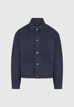 Damien - Denim Jacket with Back Pleat - Indigo