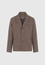 Bastien - Single Breasted Hatched Tailored Suit Jacket - Light Brown