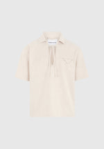 Norbert - Open Collar Textured Drawstring Shirt - Cream