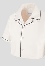Maude - Satin Cropped Shirt with Piping - Off White