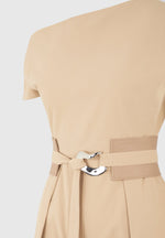 Valerie - Tailored Off Shoulder Jumpsuit with Belt - Beige