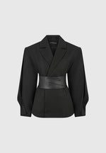 twist-sleeve-tailored-blazer-with-belt-black