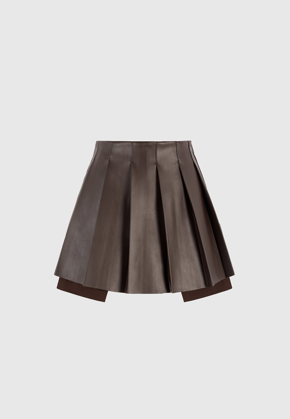 juliette-leather-pleated-skort-brown