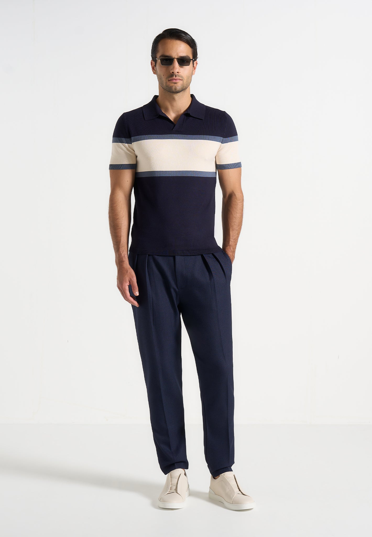 Hubert - Slim Fit Tailored Trousers - Navy 