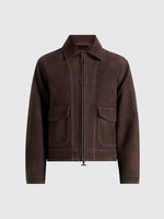 Vince - Suede Contrast Stitch Jacket - Brown