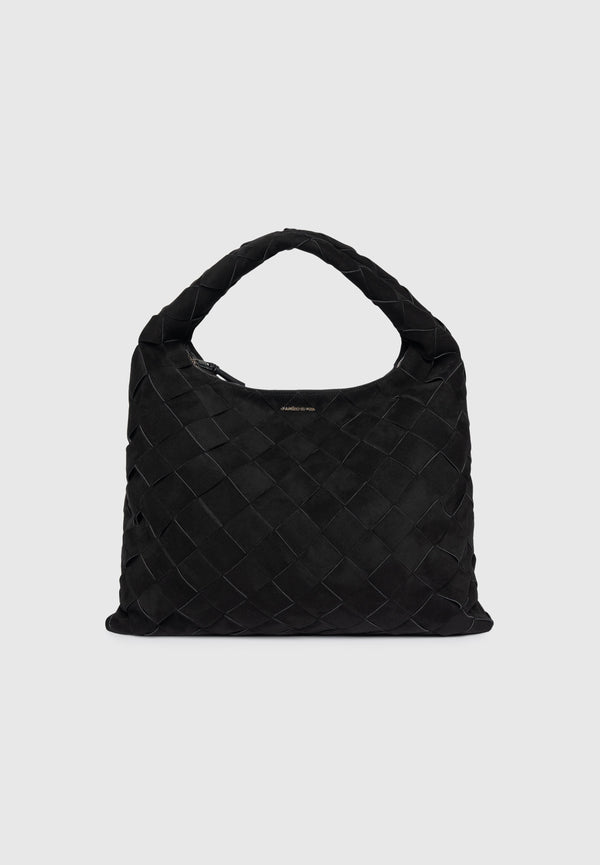 Aubin - Suede Woven Hobo Bag - Black