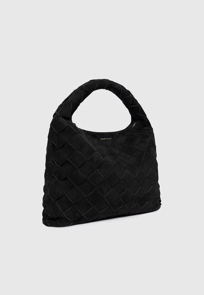 Aubin - Suede Woven Hobo Bag - Black