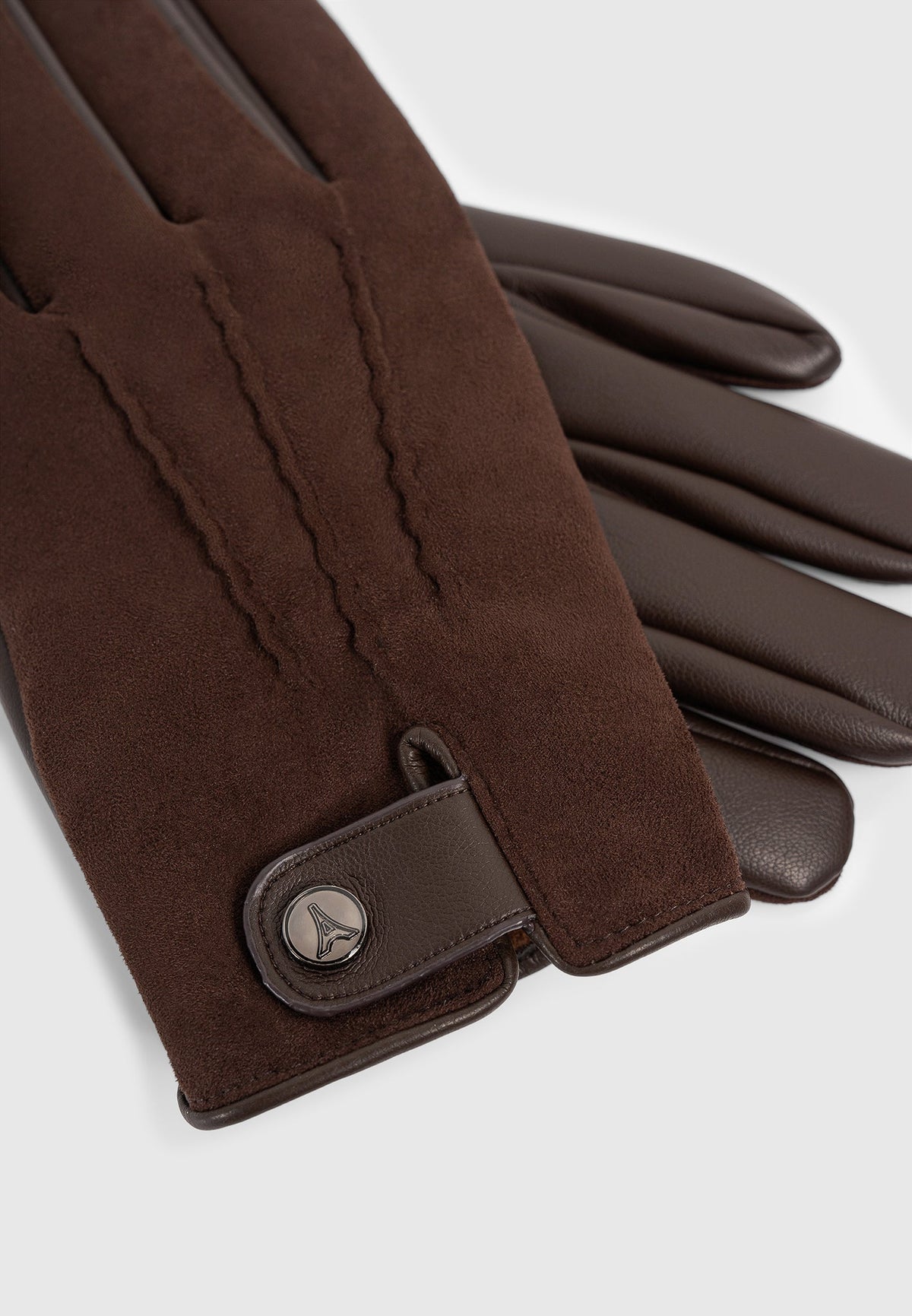 Mario - Suede & Leather Gloves - Brown
