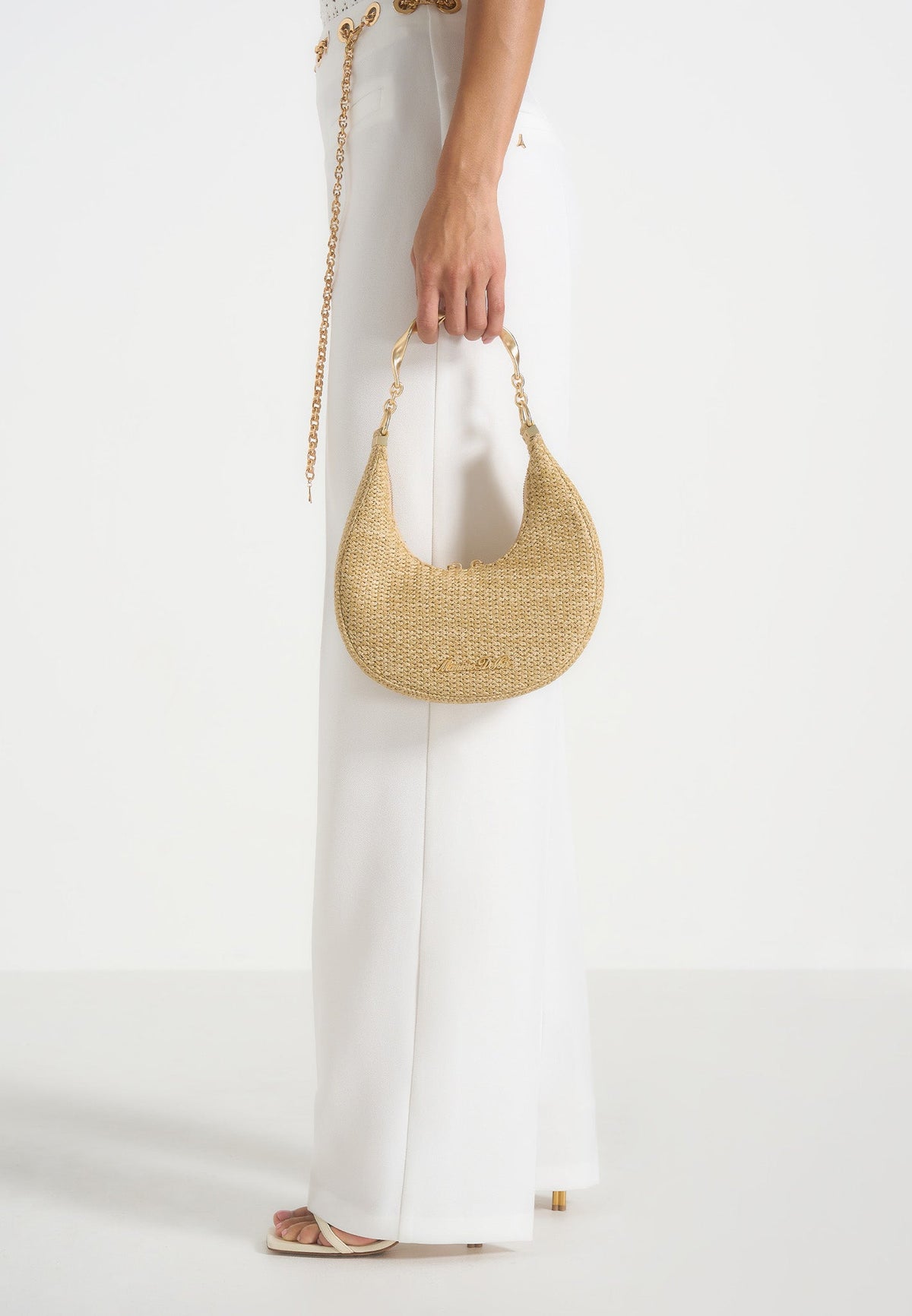 Sadie - Raffia Crescent Bag - Natural