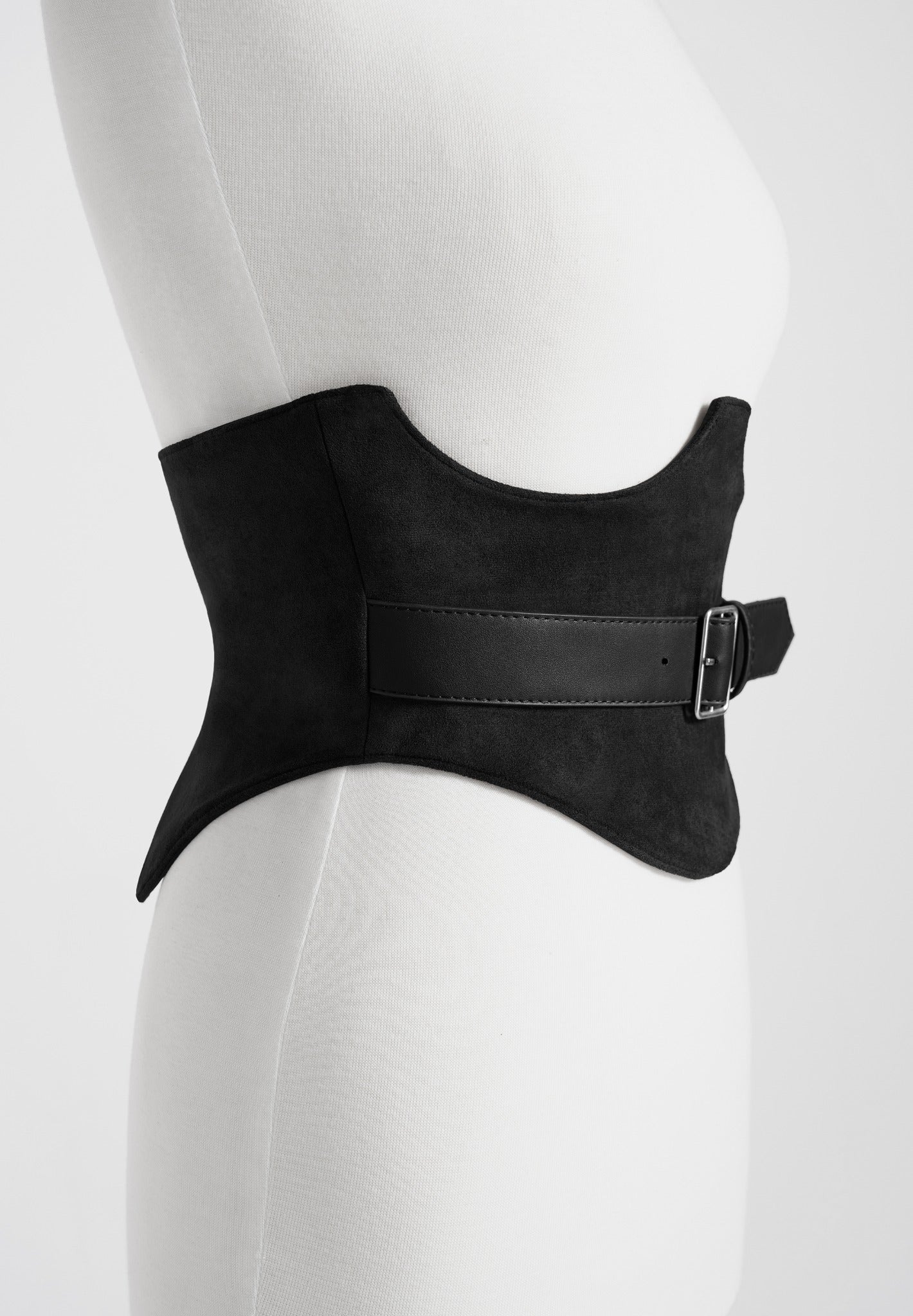 Chloe - Suede Corset with Belt - Black