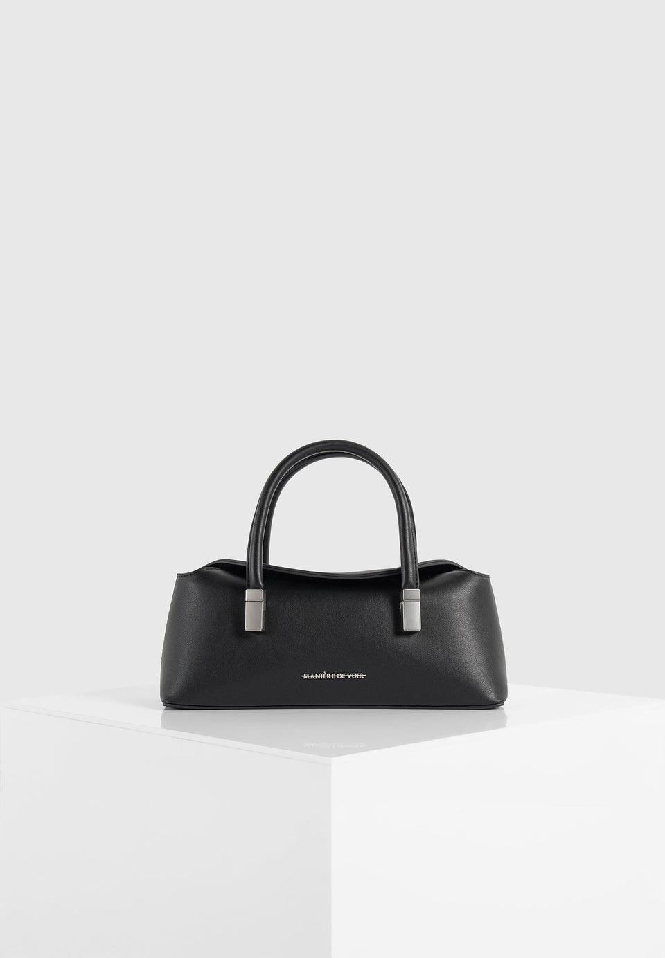 Annelise - Leather Baguette Bag - Black