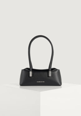 Annelise - Leather Baguette Bag - Black