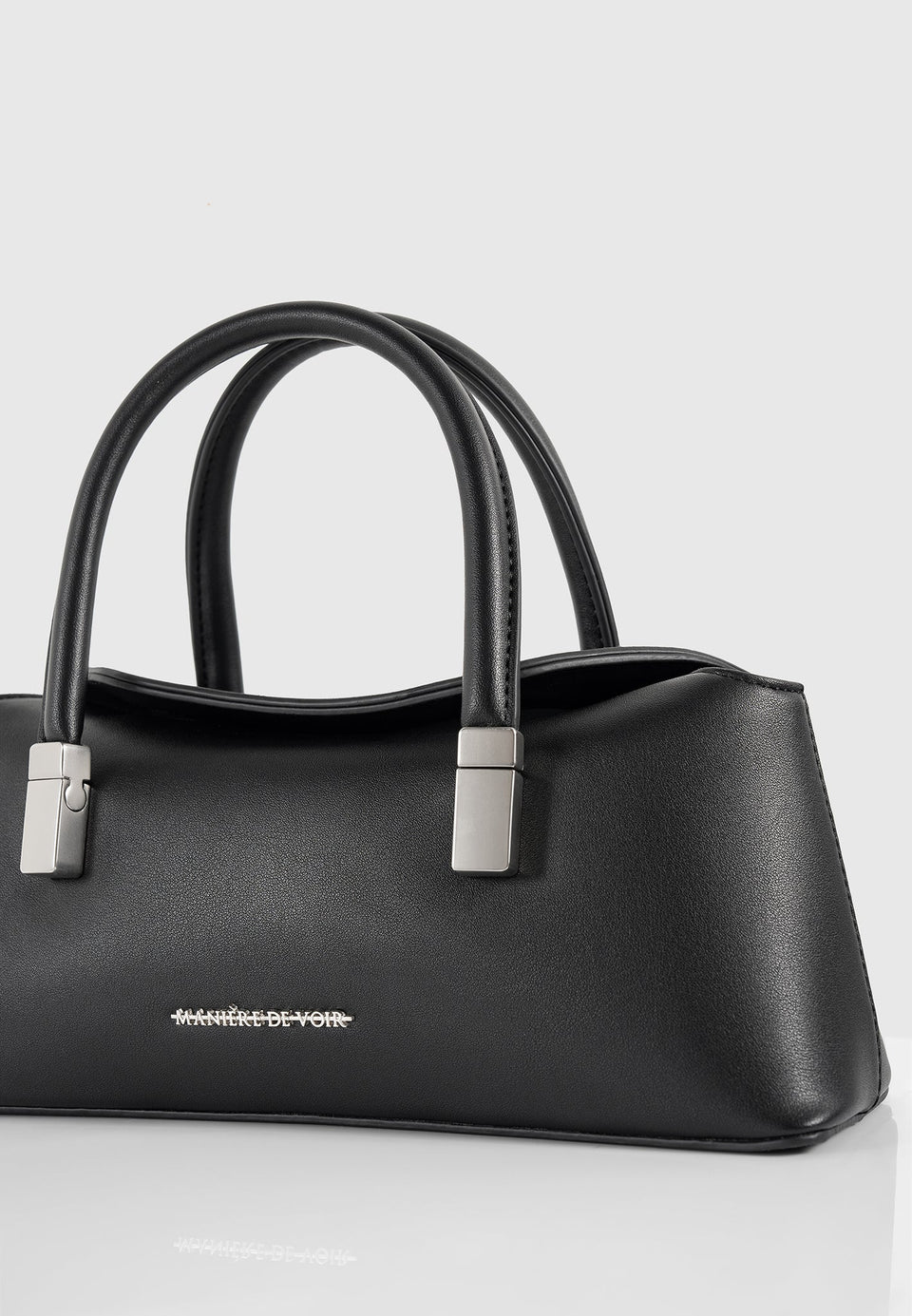 Annelise - Leather Baguette Bag - Black