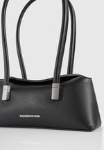 Annelise - Leather Baguette Bag - Black