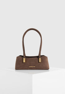 Annelise - Suede Baguette Bag - Brown