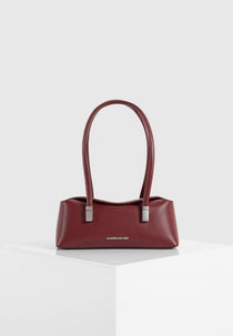 Annelise - Pebbled Leather Baguette Bag - Wine Red