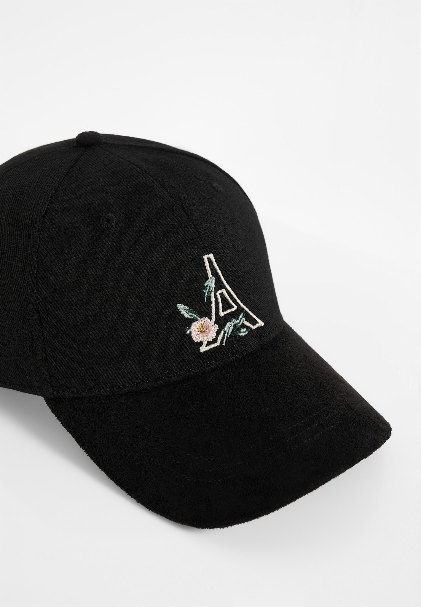 Floral Eiffel Suede Contrast Cap - Black