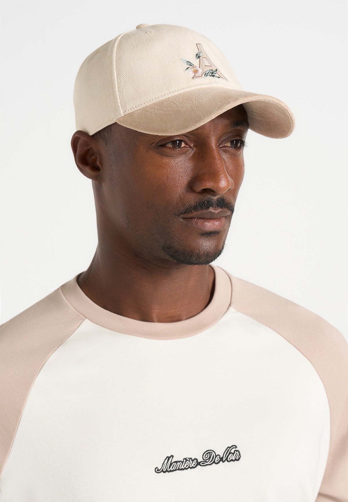 Floral Eiffel Suede Contrast Cap - Beige