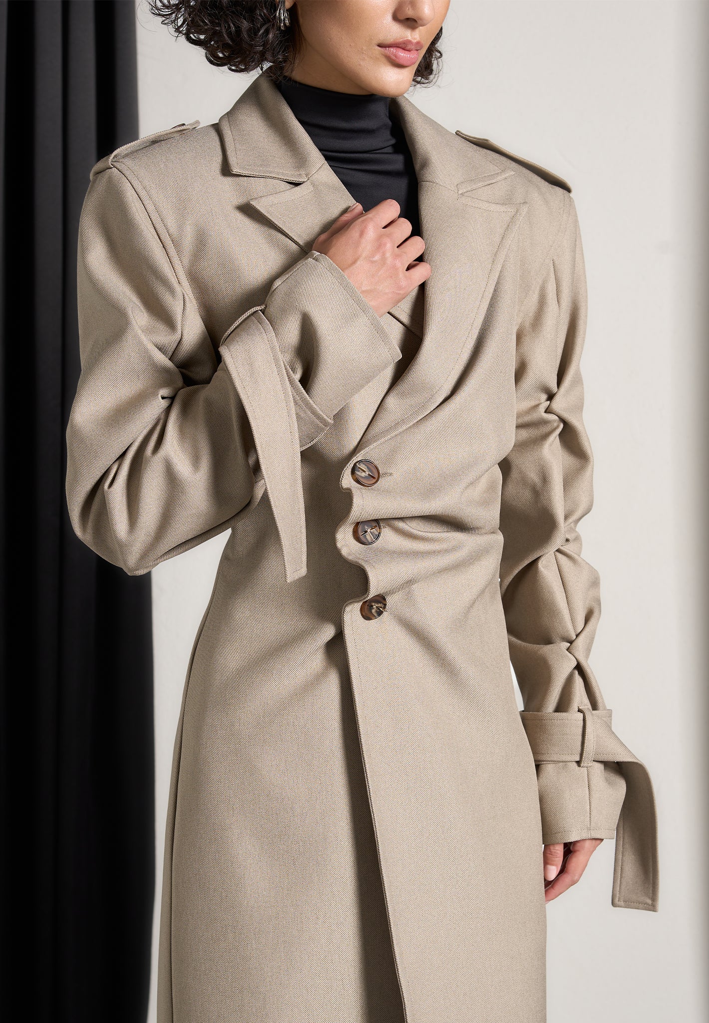 tacked-sleeve-asymmetric-tailored-trench-coat-beige 