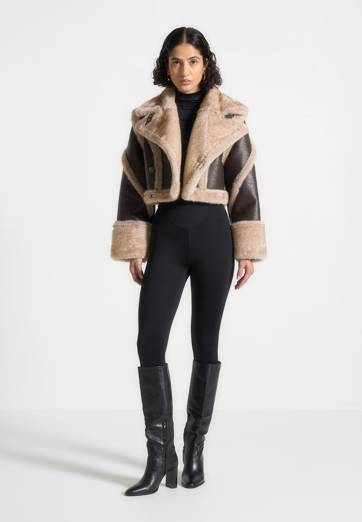 Kena - Vintage Leather & Plush 2-in-1 Gilet Jacket - Brown